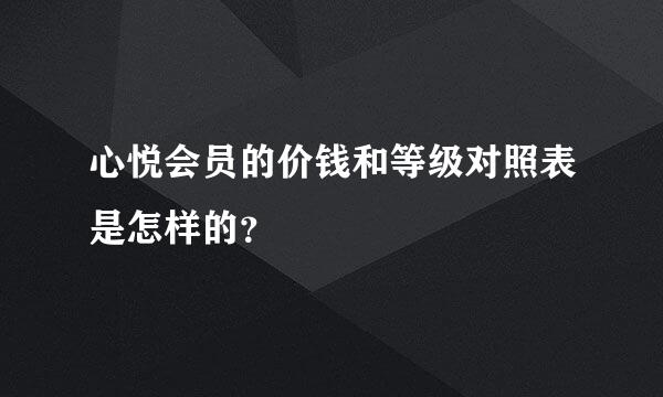 心悦会员的价钱和等级对照表是怎样的？