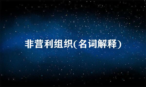 非营利组织(名词解释)
