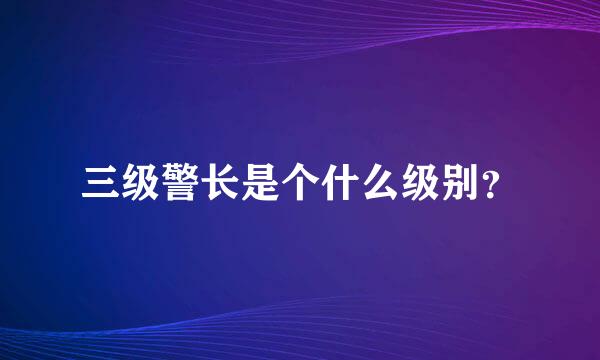 三级警长是个什么级别？