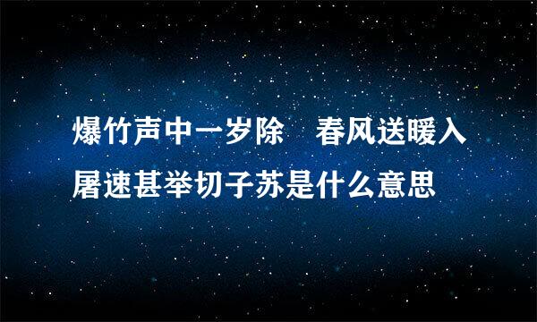 爆竹声中一岁除 春风送暖入屠速甚举切子苏是什么意思