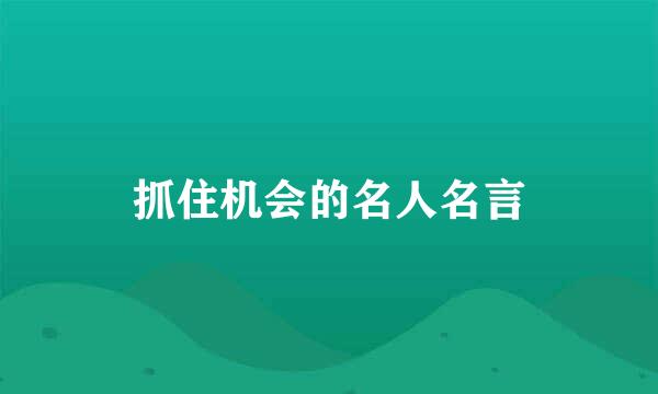 抓住机会的名人名言