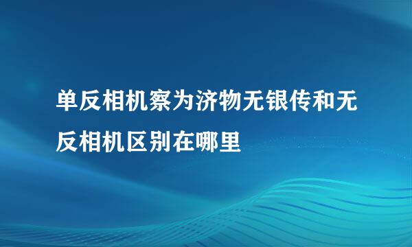 单反相机察为济物无银传和无反相机区别在哪里