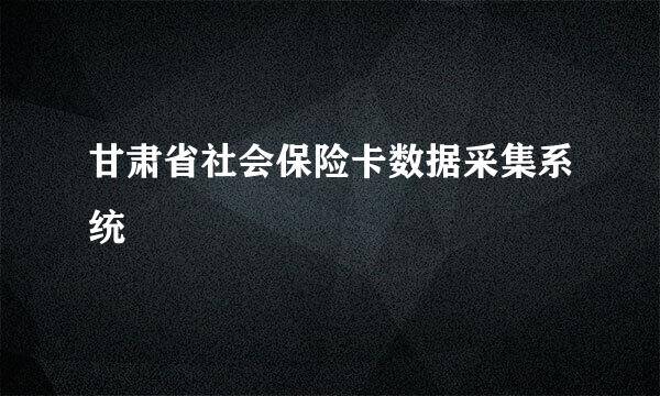 甘肃省社会保险卡数据采集系统