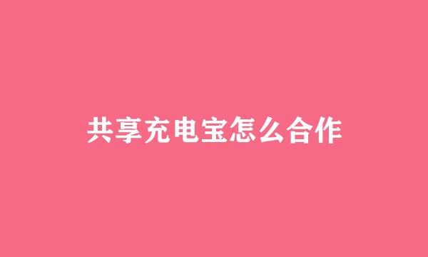 共享充电宝怎么合作