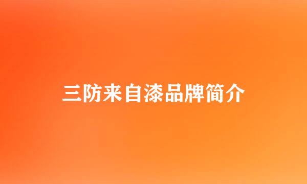 三防来自漆品牌简介