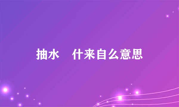 抽水 什来自么意思