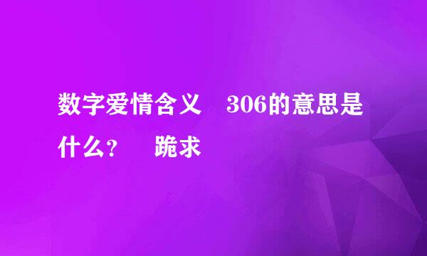 数字爱情含义 306的意思是什么？ 跪求