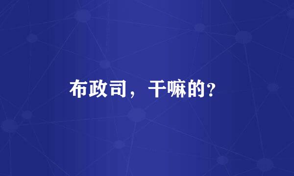 布政司，干嘛的？