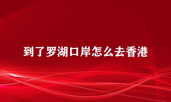 到了罗湖口岸怎么去香港