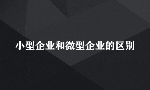 小型企业和微型企业的区别