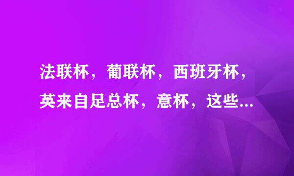 法联杯，葡联杯，西班牙杯，英来自足总杯，意杯，这些比赛级别高吗？足球比赛级别是怎么划分的？