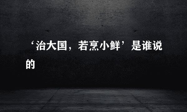 ‘治大国，若烹小鲜’是谁说的