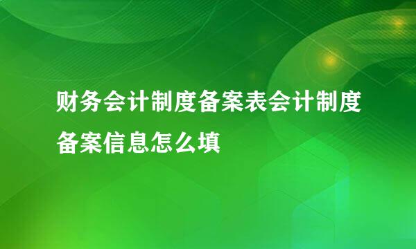 财务会计制度备案表会计制度备案信息怎么填