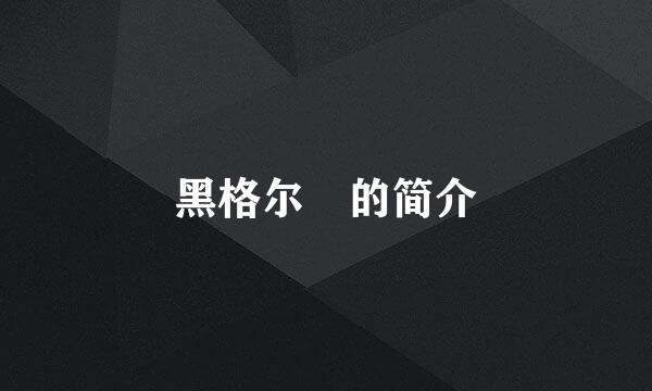 黑格尔 的简介