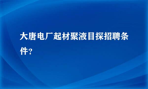 大唐电厂起材聚液目探招聘条件？