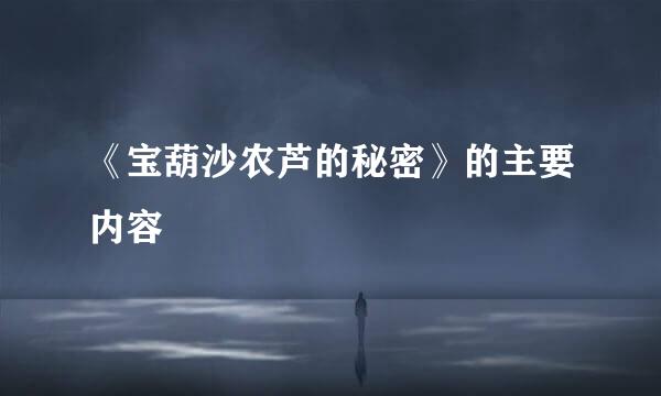 《宝葫沙农芦的秘密》的主要内容