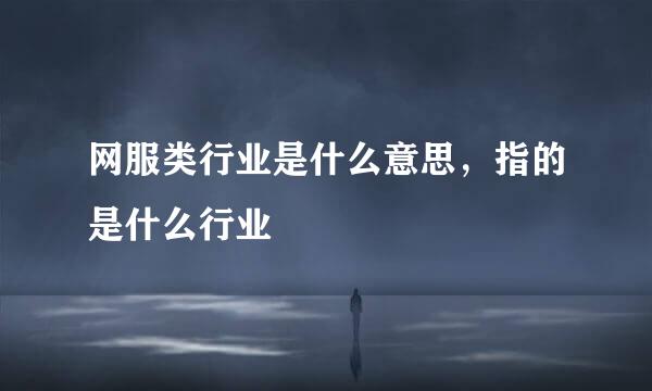网服类行业是什么意思，指的是什么行业
