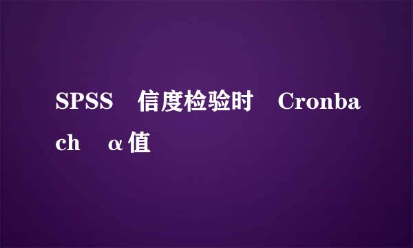 SPSS 信度检验时 Cronbach α值