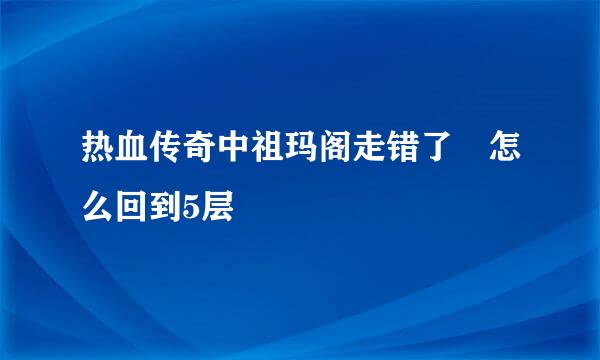 热血传奇中祖玛阁走错了 怎么回到5层