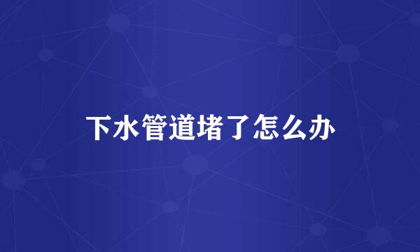 下水管道堵了怎么办