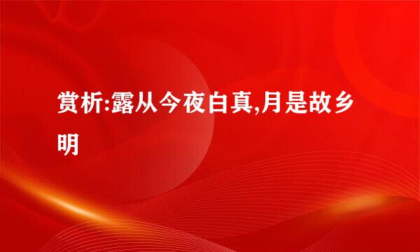 赏析:露从今夜白真,月是故乡明
