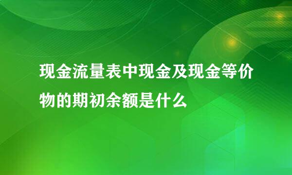 现金流量表中现金及现金等价物的期初余额是什么