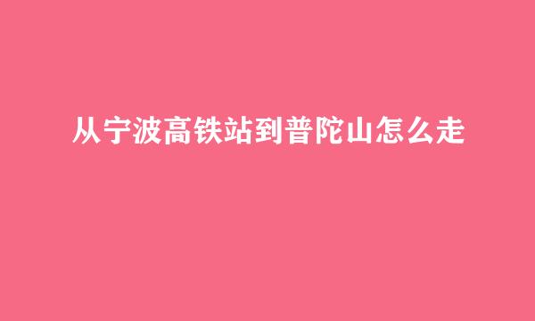 从宁波高铁站到普陀山怎么走