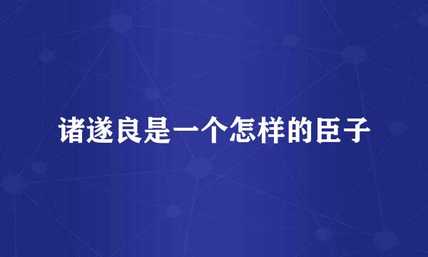 诸遂良是一个怎样的臣子