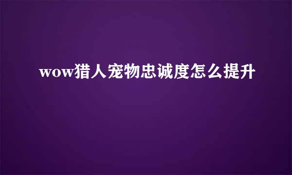 wow猎人宠物忠诚度怎么提升