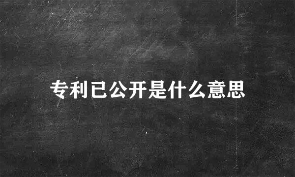 专利已公开是什么意思