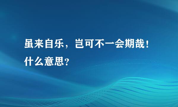 虽来自乐，岂可不一会期哉！什么意思？