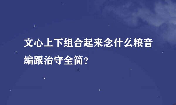 文心上下组合起来念什么粮音编跟治守全简？