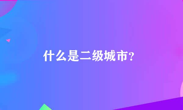 什么是二级城市？