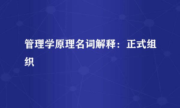 管理学原理名词解释：正式组织
