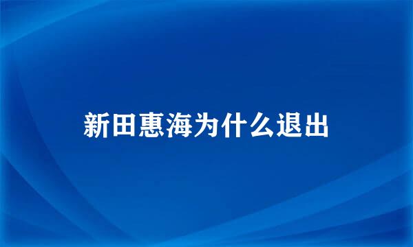 新田惠海为什么退出
