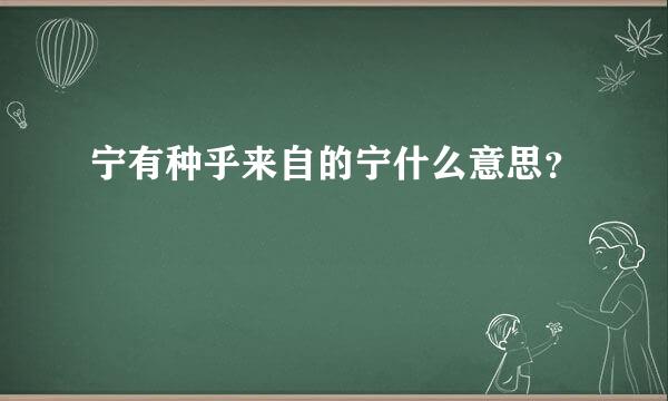 宁有种乎来自的宁什么意思？