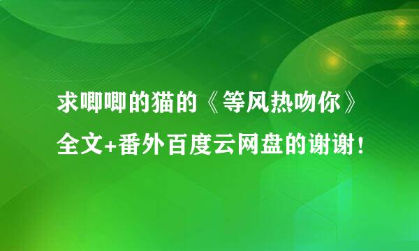 求唧唧的猫的《等风热吻你》全文+番外百度云网盘的谢谢！
