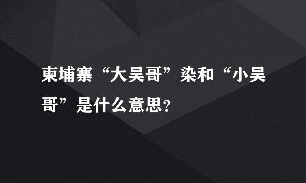 柬埔寨“大吴哥”染和“小吴哥”是什么意思？