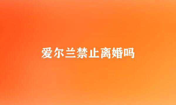 爱尔兰禁止离婚吗