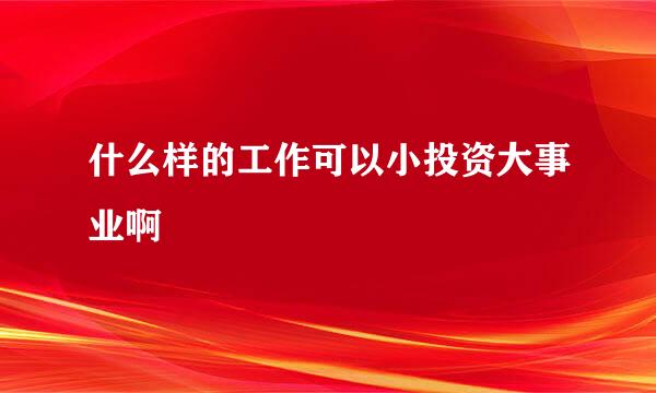 什么样的工作可以小投资大事业啊