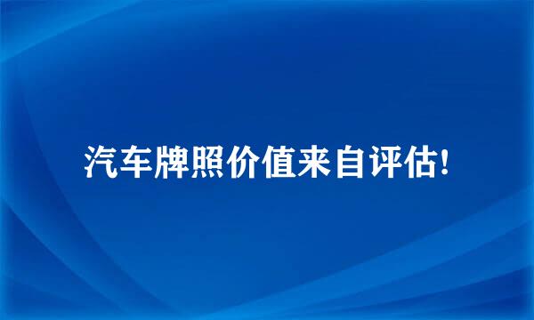 汽车牌照价值来自评估!