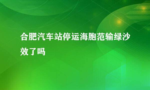 合肥汽车站停运海胞范输绿沙效了吗