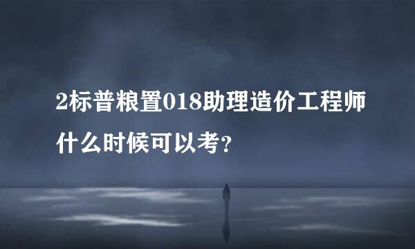 2标普粮置018助理造价工程师什么时候可以考？