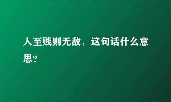 人至贱则无敌，这句话什么意思？