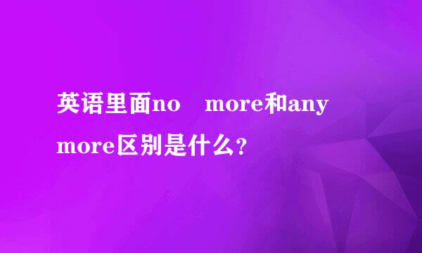 英语里面no more和any more区别是什么？