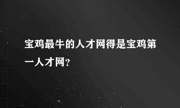 宝鸡最牛的人才网得是宝鸡第一人才网？