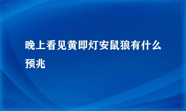 晚上看见黄即灯安鼠狼有什么预兆