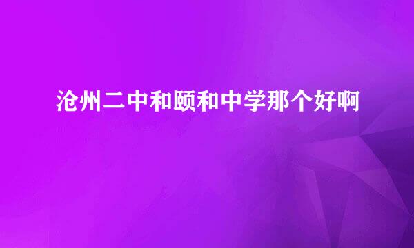 沧州二中和颐和中学那个好啊
