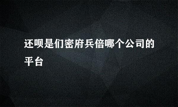 还呗是们密府兵倍哪个公司的平台