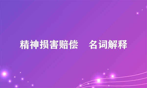 精神损害赔偿 名词解释
